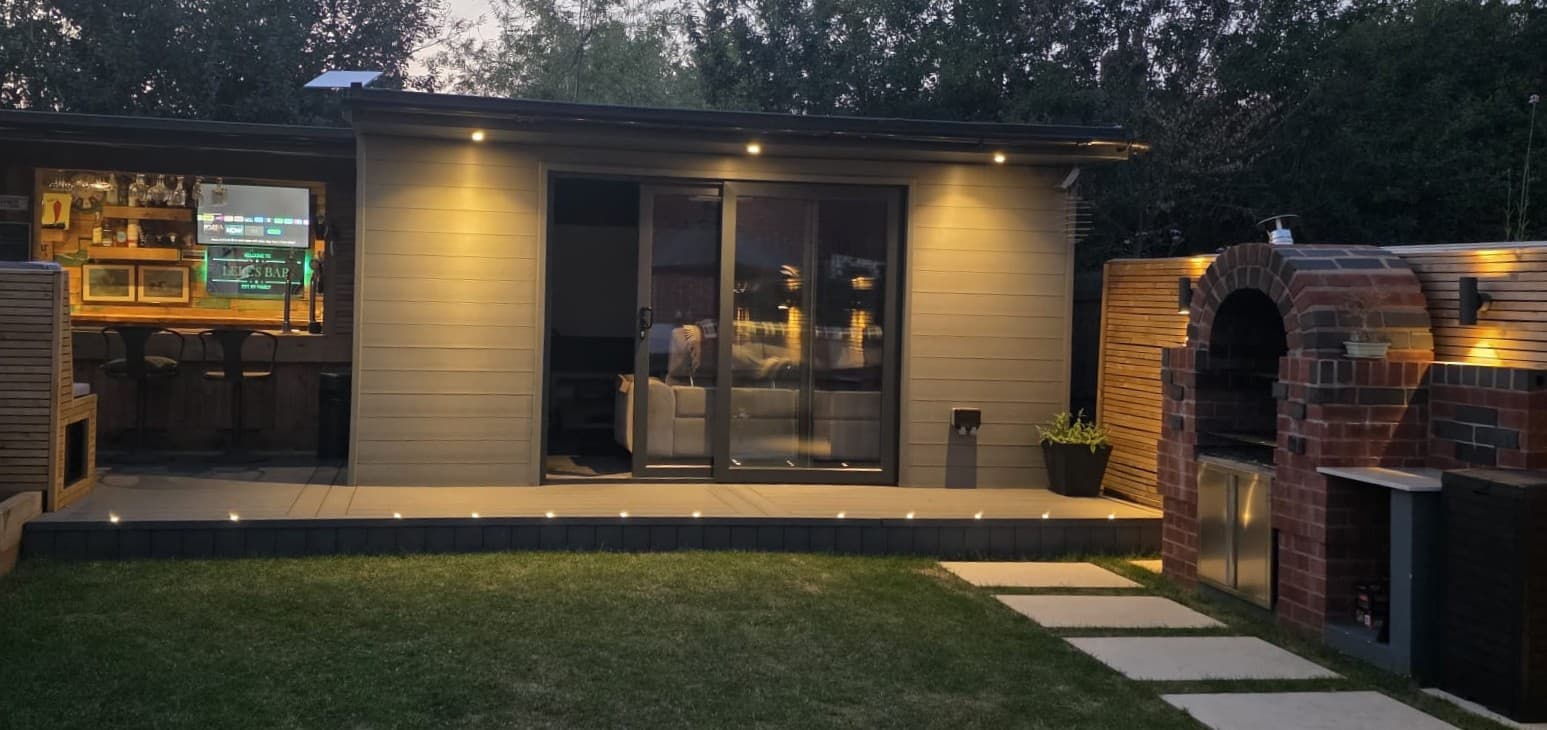 Completed garden renovation with outdoor living spaces in Long Marston